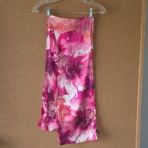 Jones New York 100% Silk Floral Scarf Pink Purple Print